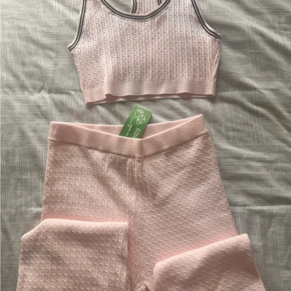 Pink Ribbed Lounge Pants - Picture 3 of 3